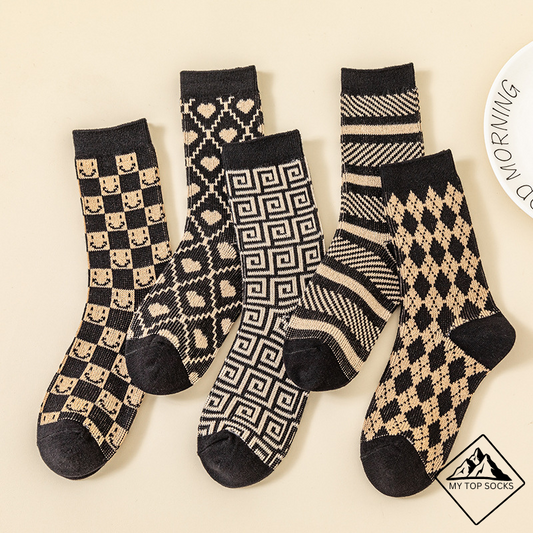 5 Pairs of Geometric Elegance Women's Socks